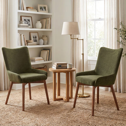 Kidol & Shellder Wingback Upholstered Dining Chairs Set of 2 with Solid Wood Legs