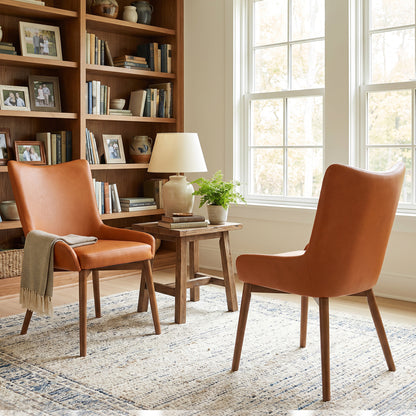 Kidol & Shellder Wingback Upholstered Dining Chairs Set of 2 with Solid Wood Legs