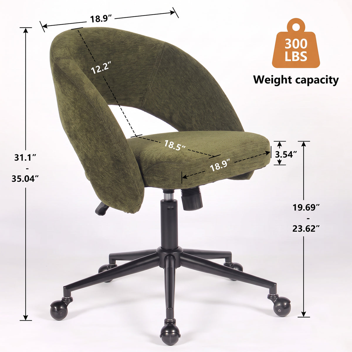 YOUNIKE Office Chair Upholstered Office Chair with Barrel Back