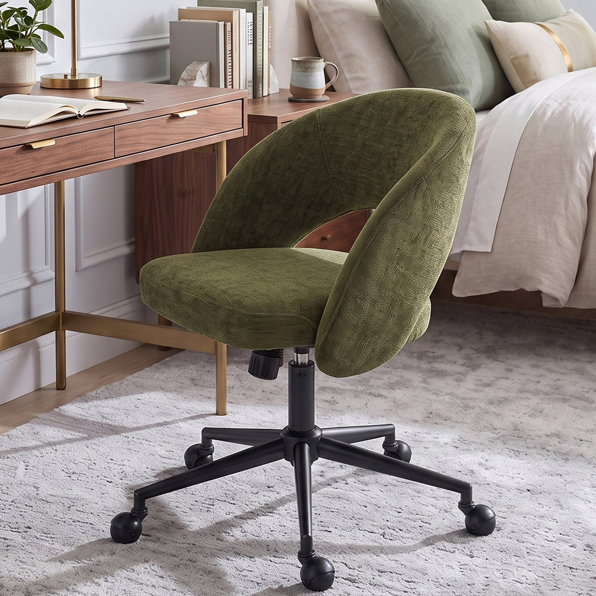 YOUNIKE Office Chair Upholstered Office Chair with Barrel Back