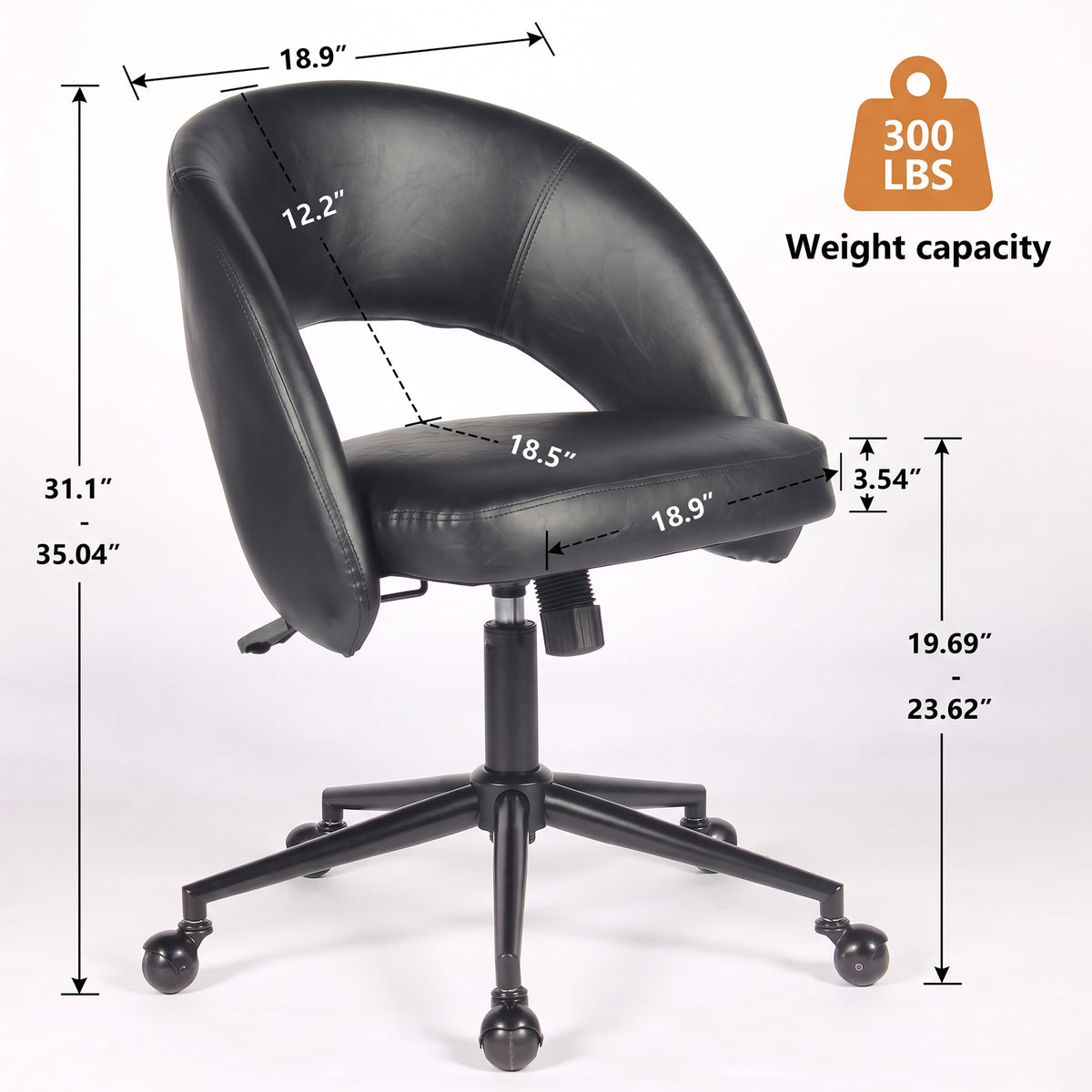 YOUNIKE Office Chair Upholstered Office Chair with Barrel Back