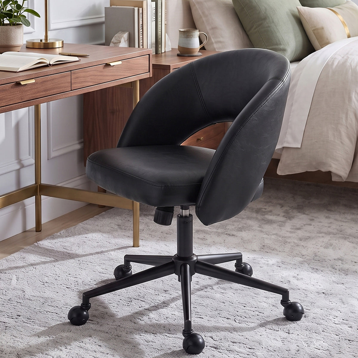 YOUNIKE Office Chair Upholstered Office Chair with Barrel Back