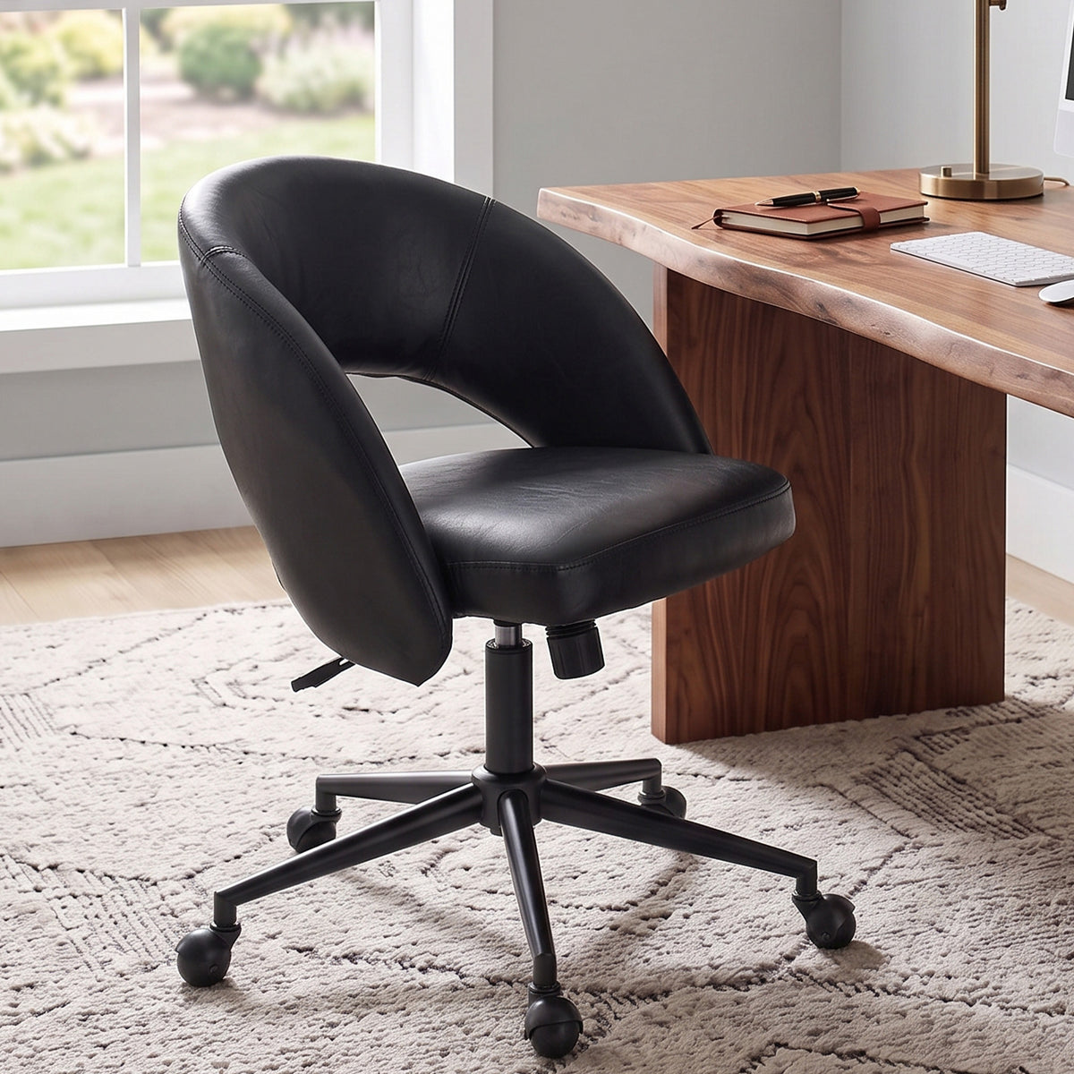 YOUNIKE Office Chair Upholstered Office Chair with Barrel Back