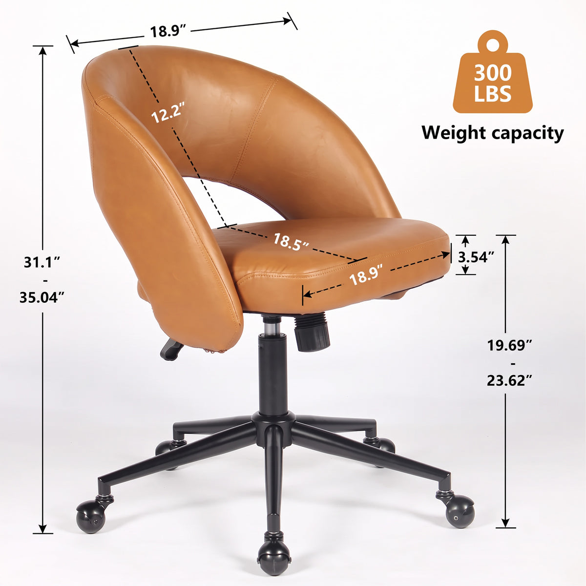 YOUNIKE Office Chair Upholstered Office Chair with Barrel Back