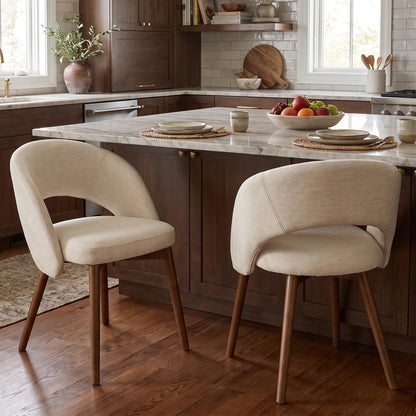 Kidol & Shellder Upholstered Dining Chairs Set of 2 with Wraparound Backrest