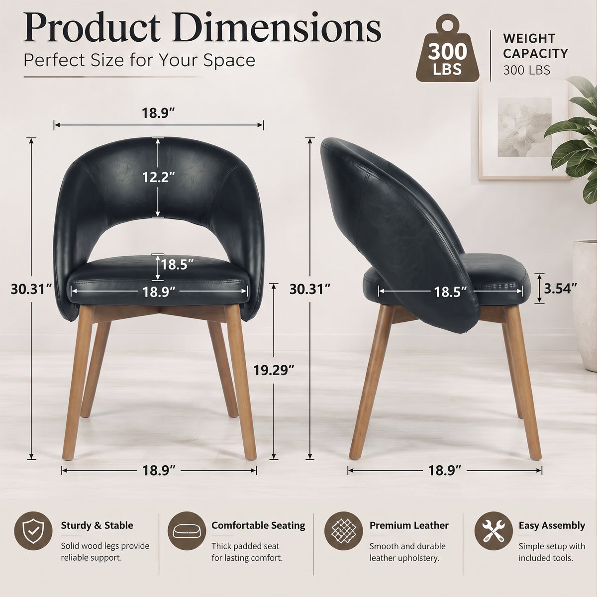 Kidol & Shellder Upholstered Dining Chairs Set of 2 with Wraparound Backrest