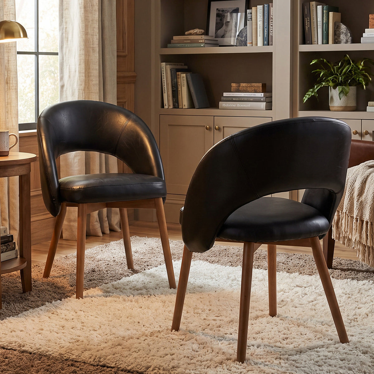 Kidol & Shellder Upholstered Dining Chairs Set of 2 with Wraparound Backrest