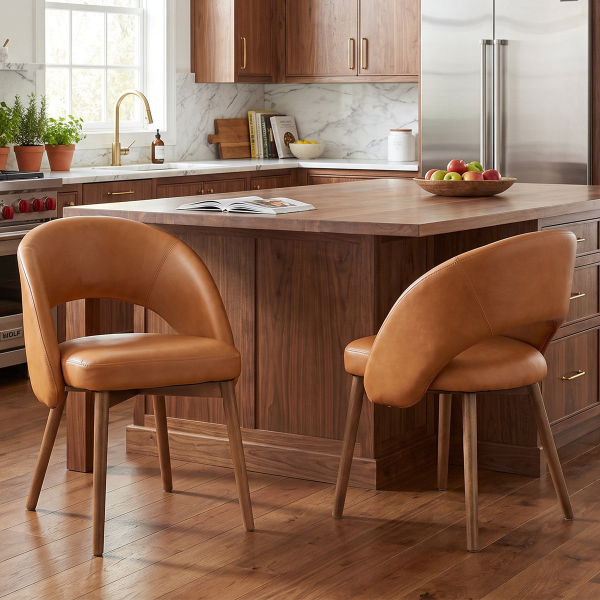Kidol & Shellder Upholstered Dining Chairs Set of 2 with Wraparound Backrest