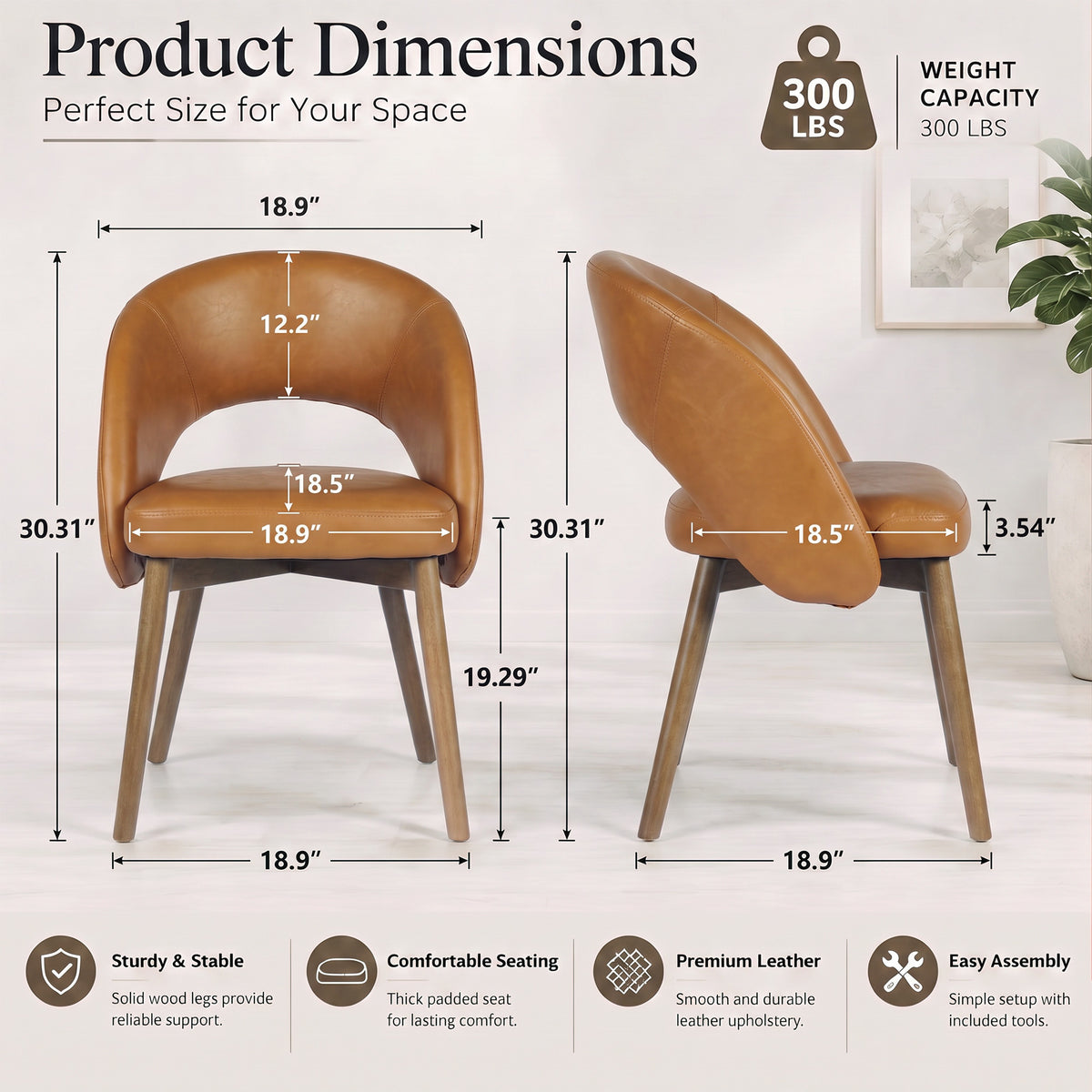 Kidol & Shellder Upholstered Dining Chairs Set of 2 with Wraparound Backrest
